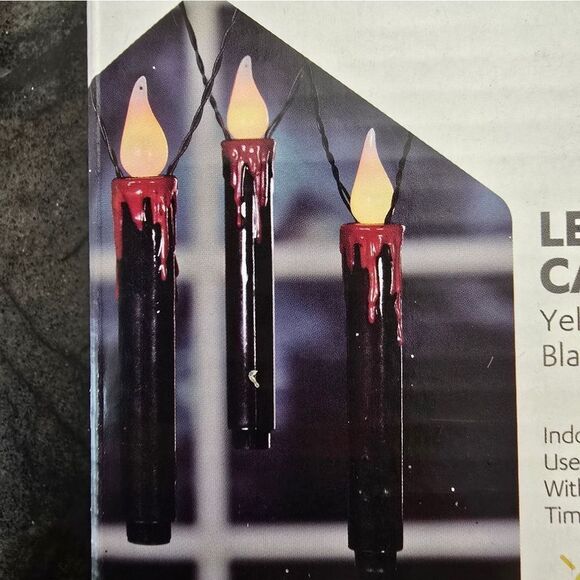 Halloween Battery Operated Flickering LED Dripping Candle String Lights w Timer - Picture 3 of 8